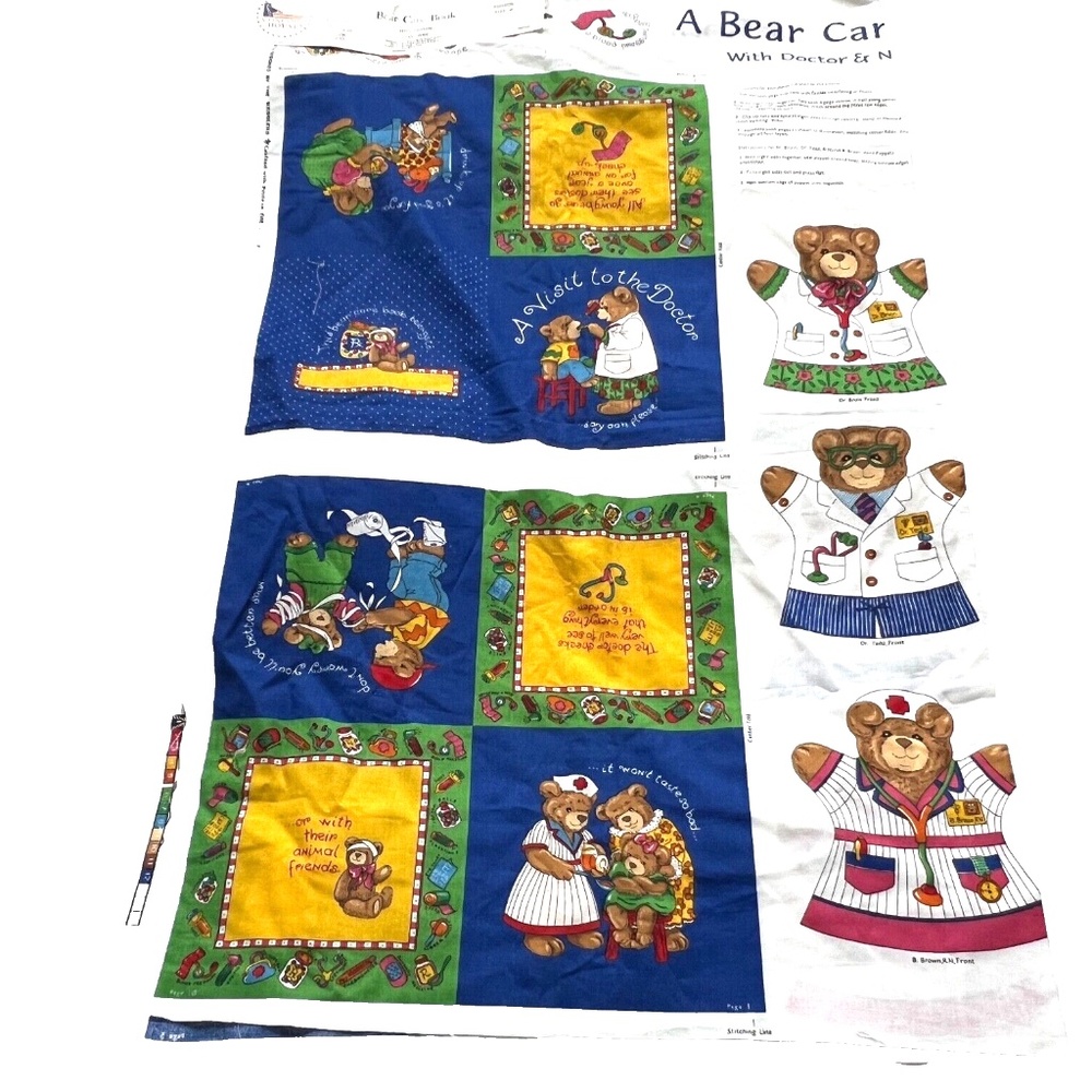 Care Bear Fabric Book Panel Doctor & Nurse 100% Cotton Cut and Sew Concord House